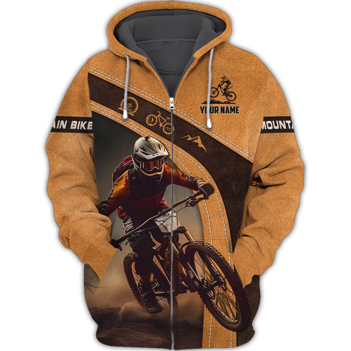 Mountain Bike Personalized Name 3D Zipper Hoodie Custom Gift For Mountain Bike Lovers