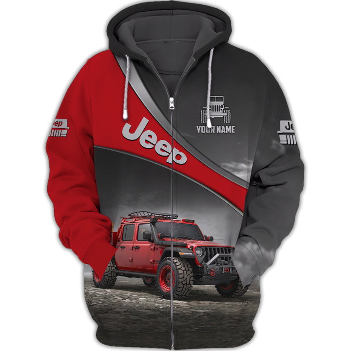 Custom Name 3D Jeep Zipper Hoodie Pick Up Truck Gift For Jeep Lovers