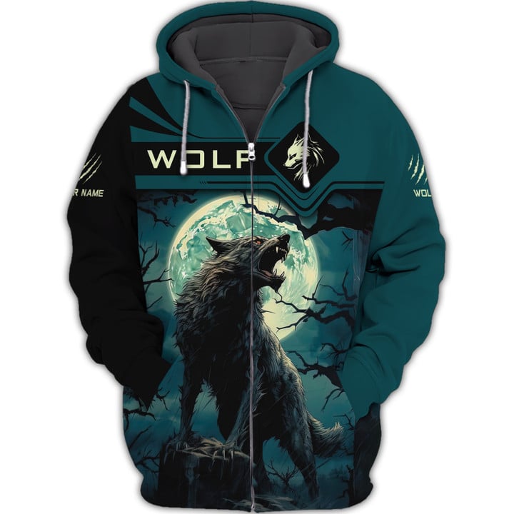 Wolf Personalized Name 3D Zipper Hoodie Were Wolf Power Gift For Wolf Lovers