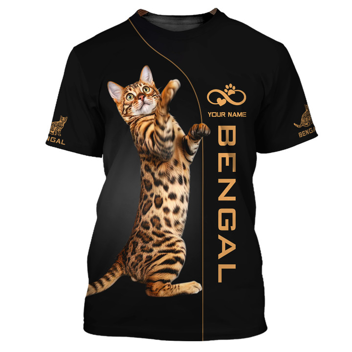 Bengal Cat Personalized Name 3D Shirt Custom Gift For Bengal Cat Lovers