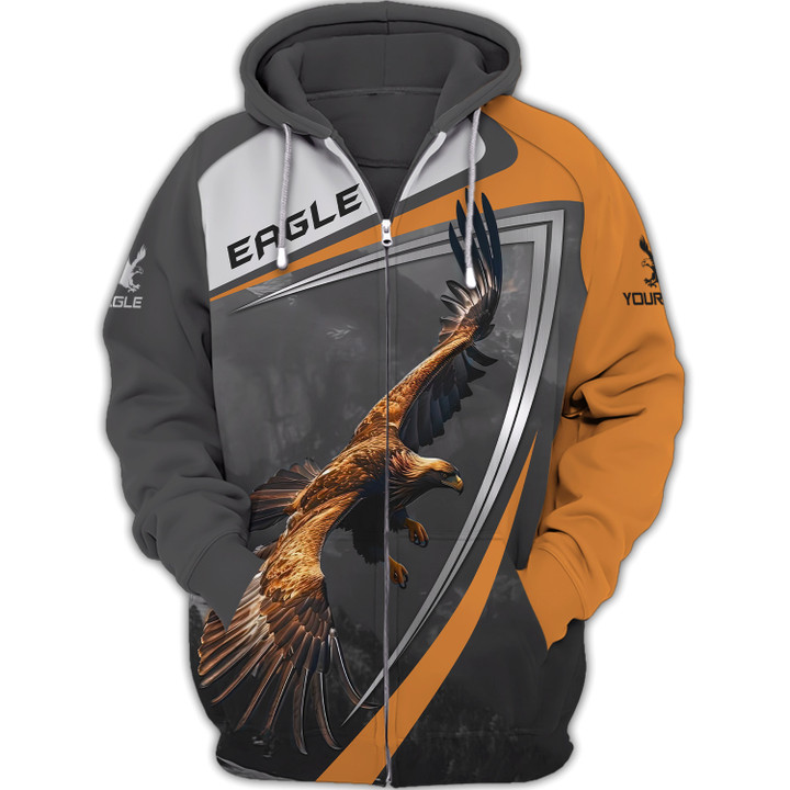 Eagle Custom Name 3D Zipper Hoodie Personalized Gift For Men & Woman