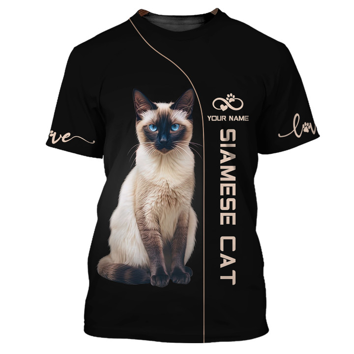Siamese Cat Personalized Name 3D Shirts Gift For Siamese Cat Lovers