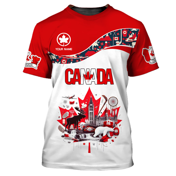 Love Canada Personalized Name 3D Shirt Custom Gift For Canada Lovers