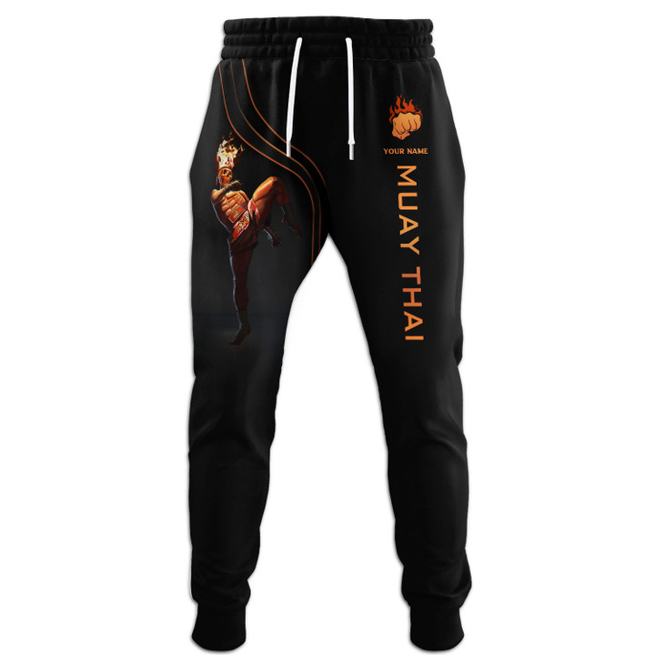 Muay Thai Fire Man Personalized Name Sweatpants Gift For Muay Thai Lovers