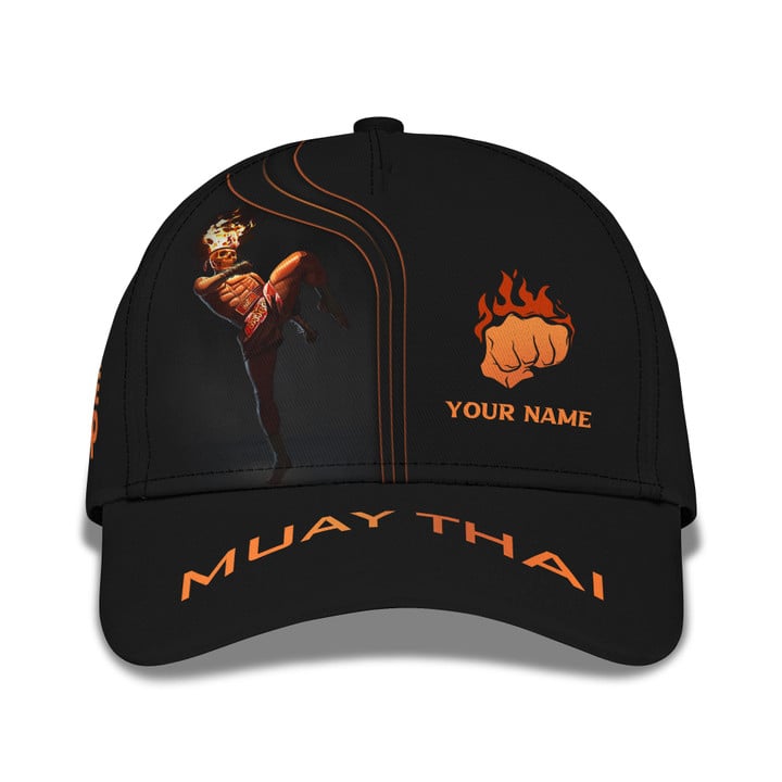 Muay Thai Fire Man Personalized Name Classic Cap Gift For Muay Thai Lovers