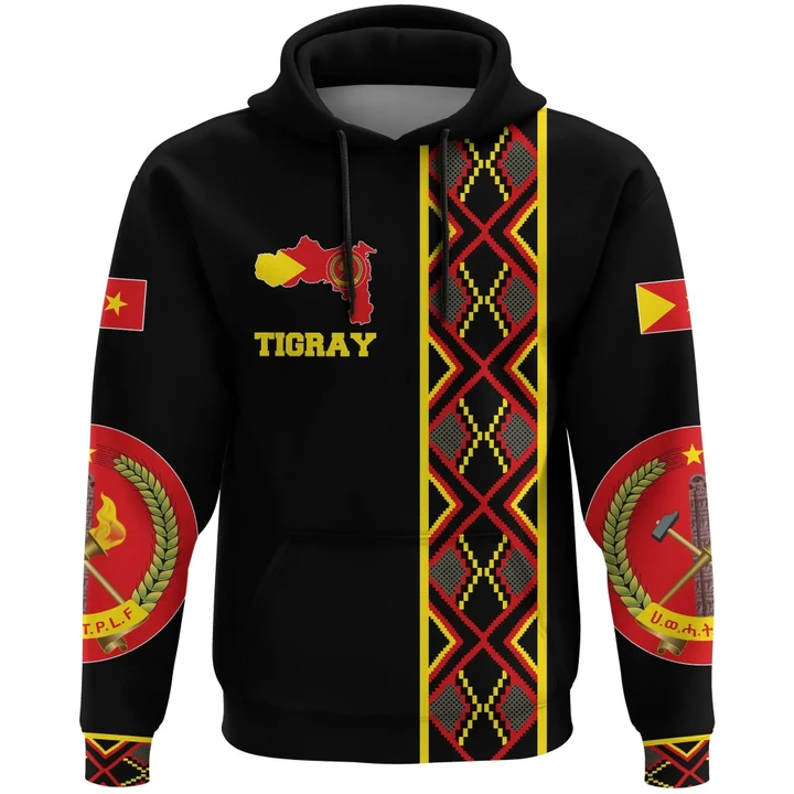 Hoodifize Hoodie Tigray Maps Africa Pattern Black Pullover