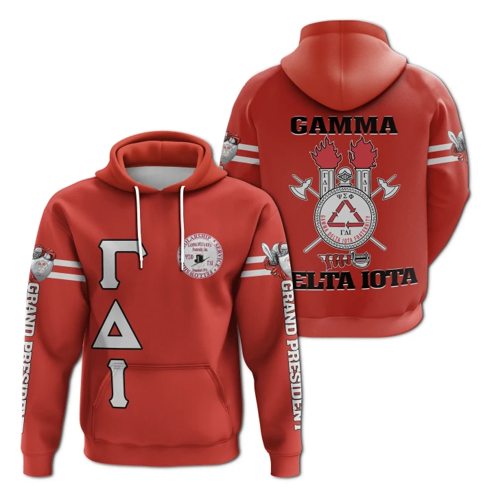 Gamma Delta Iota Red Letters Pullover Hoodie