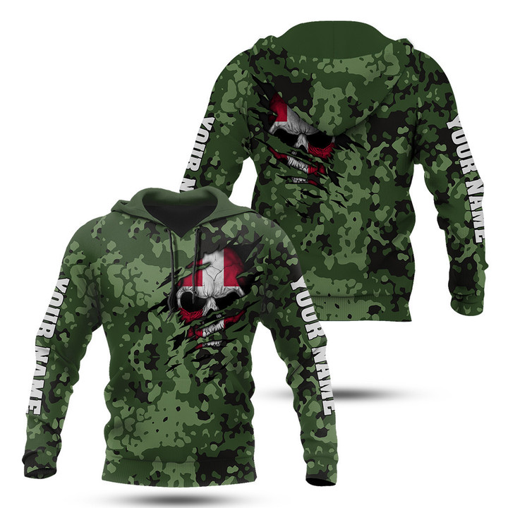 Hoodifize Unisex Shirts Custom Name Denmark Camouflage Skull Army