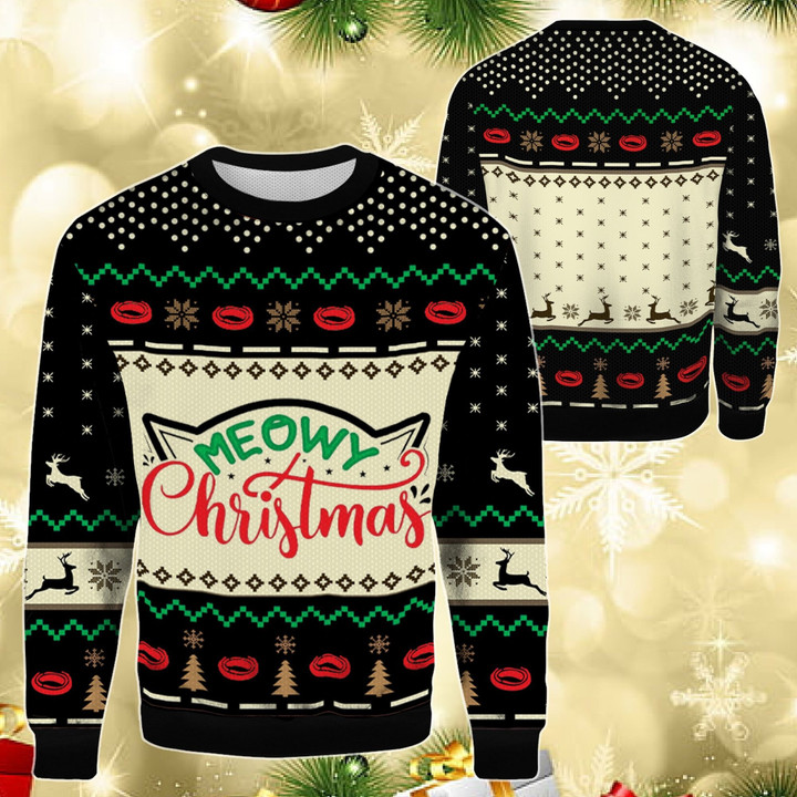Meowy Christmas Catmas 3D Sweater, Xmas Sweater for men and women