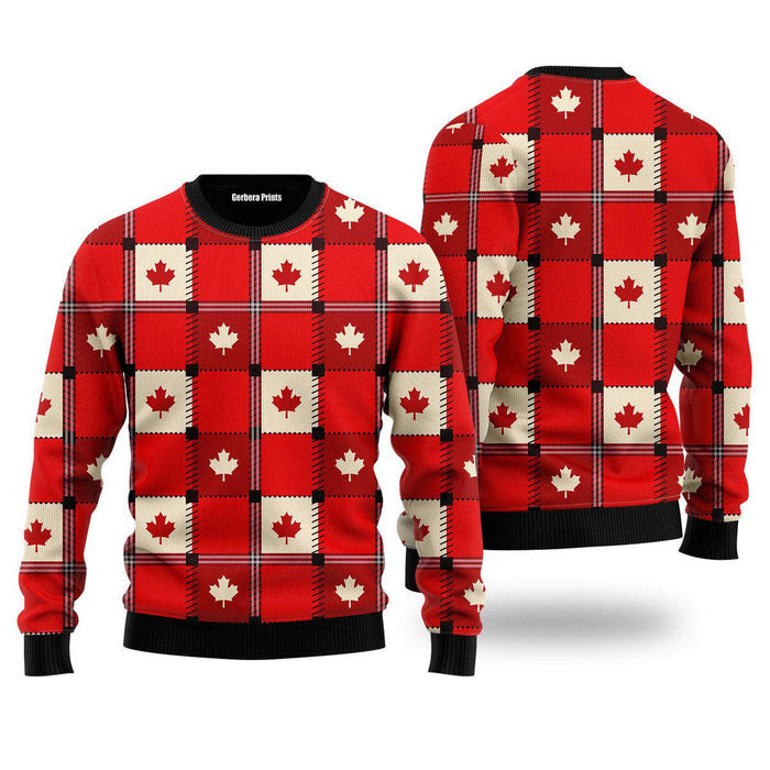 Red Maple Leaf Canada Day Ugly Christmas Sweater For Men, women, Adult