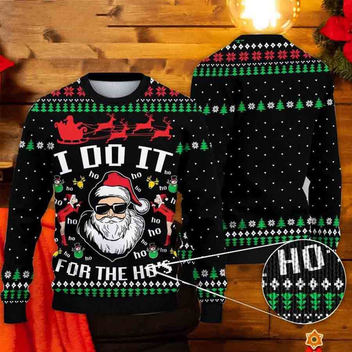 Santa Claus I Do It For The Hos Ugly Christmas Sweater