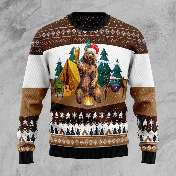 Camping Bear I Hate People Funny Ugly Christmas Sweater For Men & Women Adult - Christmas Gifts