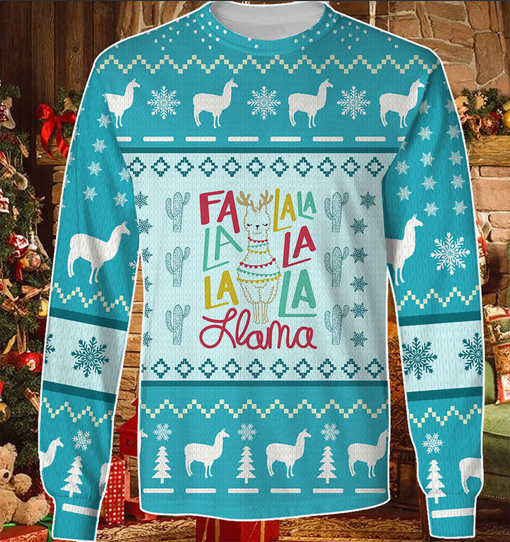 3D FLa La La Llama Awesome Ugly Christmas Sweater, Funny Christmas Sweater for men and women