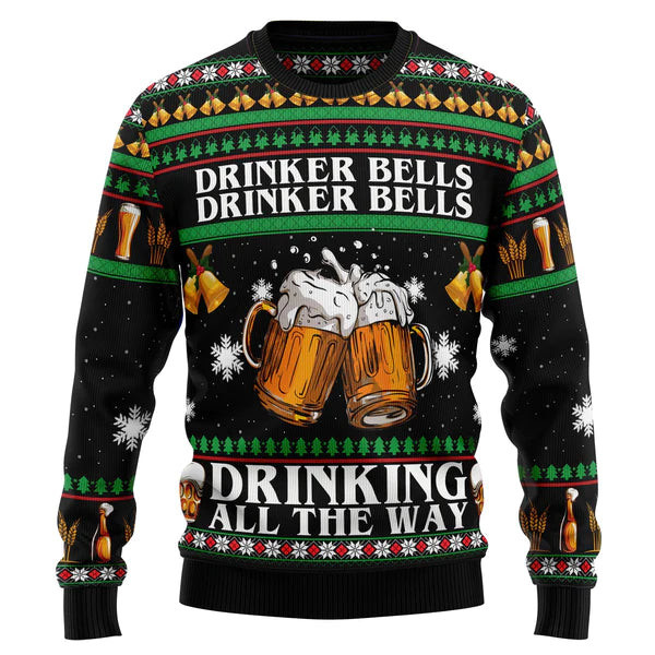 Drinker Bell ugly Christmas Sweater, Drinker Beer 3D Printed Graphic Long Sleeve Sweatshirts