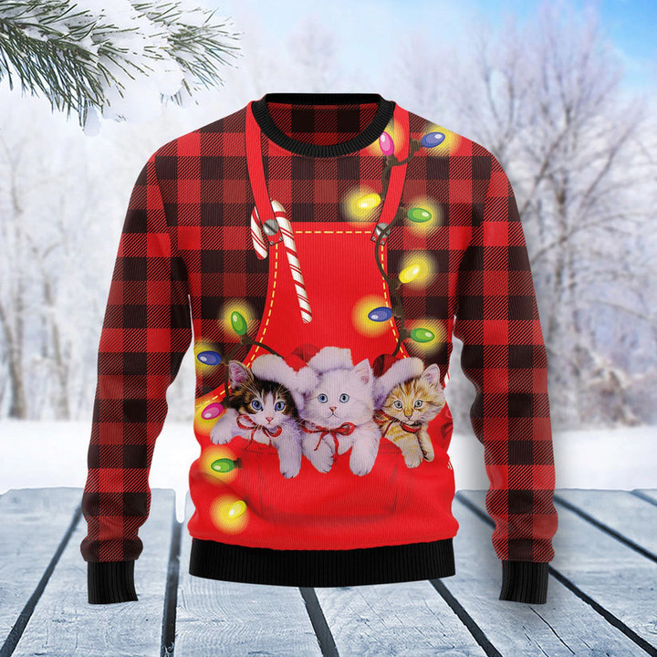 Cat Pocket Christmas Funny Ugly Christmas Sweater For Men & Women Adult - Christmas Gifts