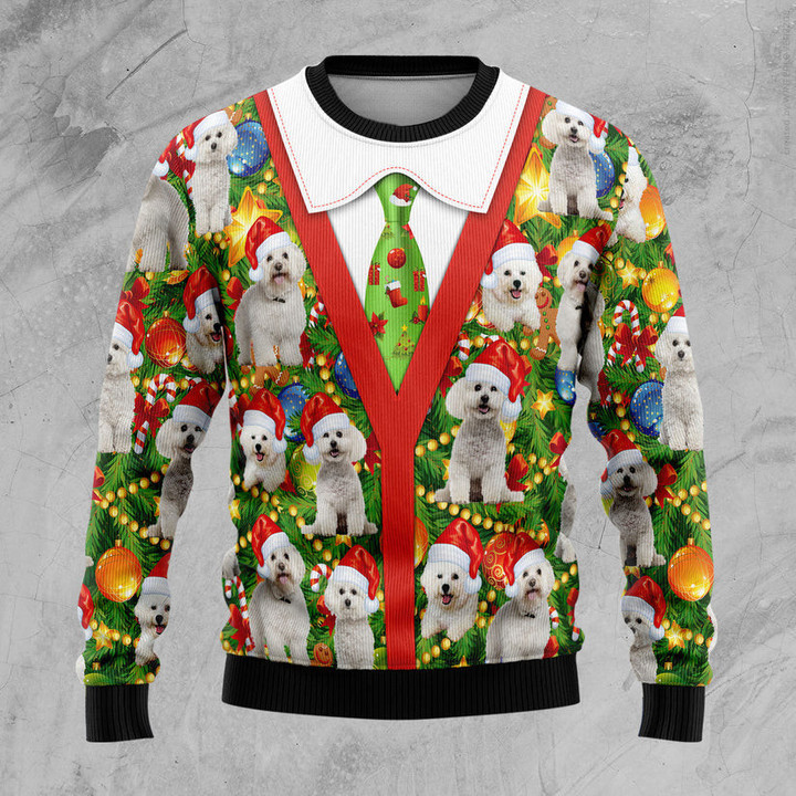 Bichon Xmas Pine Ugly Christmas Sweater for men and women