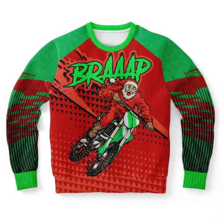 BRAAAP Motorcross Santa Ugly Christmas Sweater