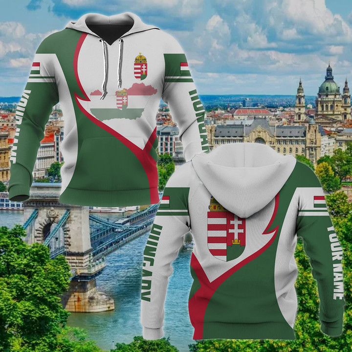 Customize Hungary Coat Of Arms Flag Map Unisex Adult Hoodies