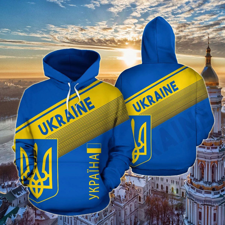 Ukraine Coat Of Arms Line Style Unisex Adult Hoodies