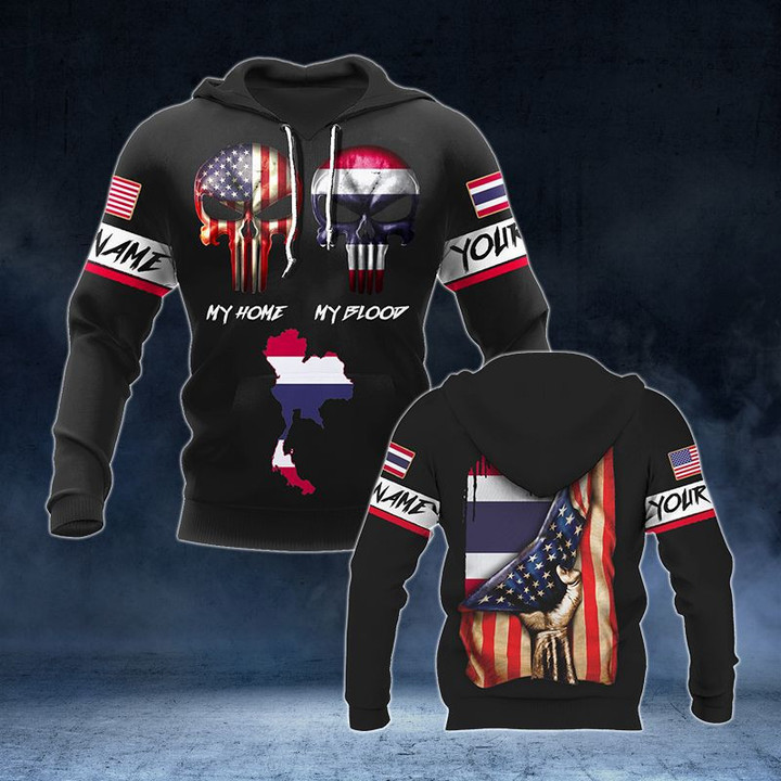 Customize America My Home Thailand My Blood V2 Unisex Adult Hoodies