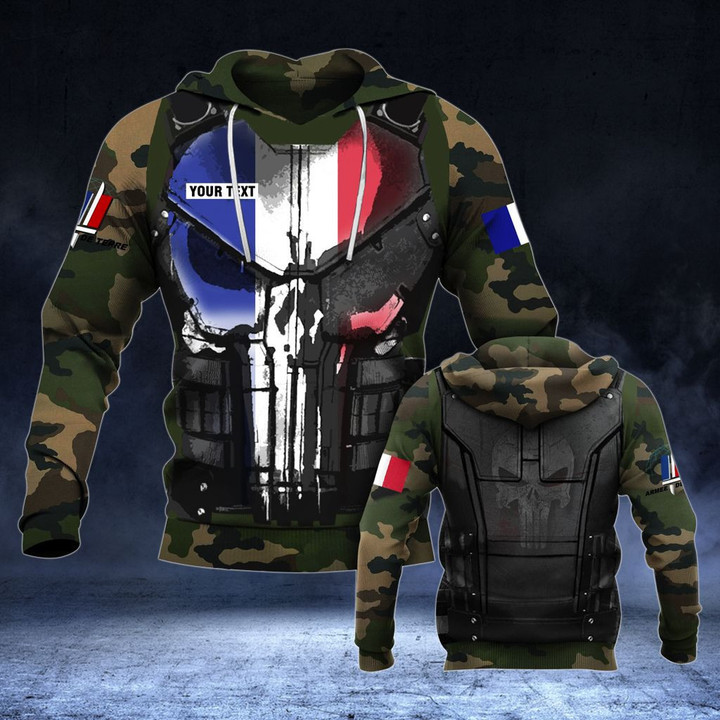 Customize French Army Symbol Camo Skull 3D Unisex Adult Hoodies