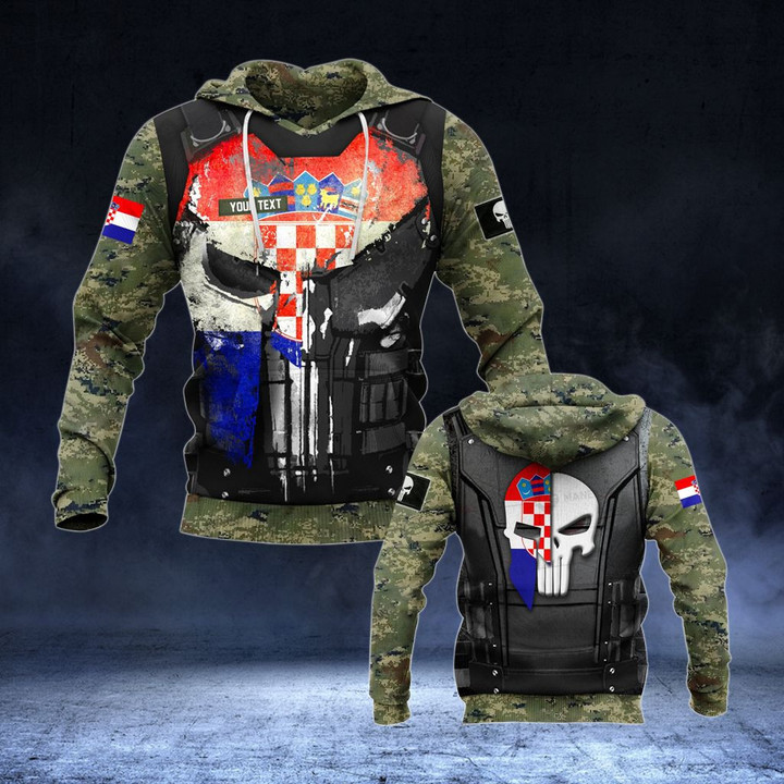 Customize Croatia Flag Skull 3D Camo Unisex Adult Hoodies
