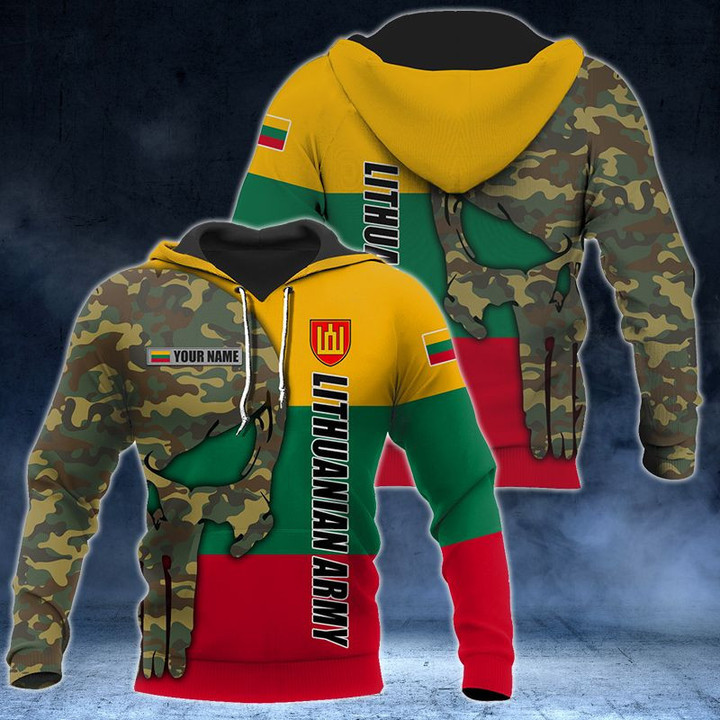 Customize Lithuanian Army Skull Camo Unisex Adult Hoodies