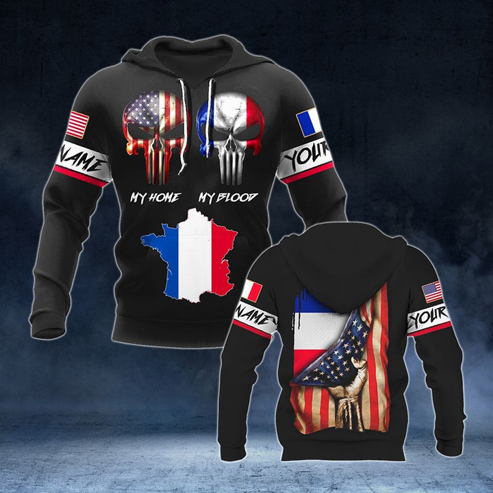 Customize America My Home France My Blood V2 Unisex Adult Hoodies
