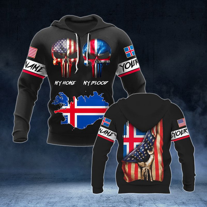 Customize America My Home Iceland My Blood V2 Unisex Adult Hoodies