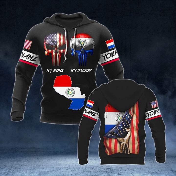 Customize America My Home Paraguay My Blood V2 Unisex Adult Hoodies
