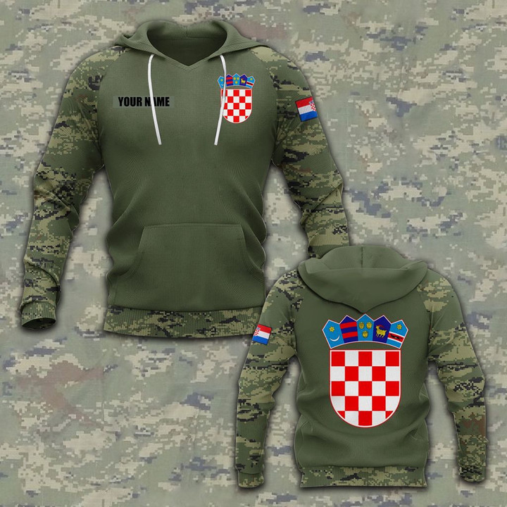 Customize Croatia Coat Of Arms Camo V2 Unisex Adult Hoodies