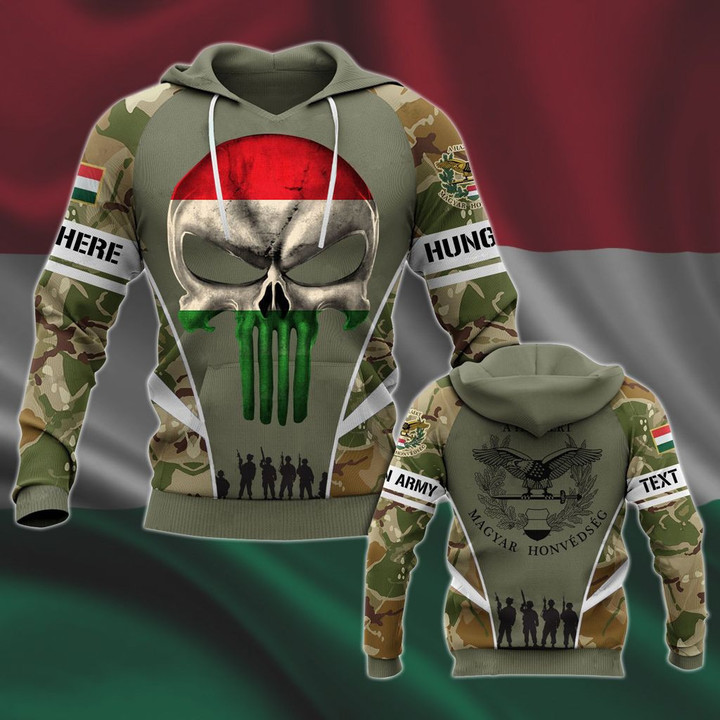 Customize Hungary Army Skull Flag Unisex Adult Hoodies