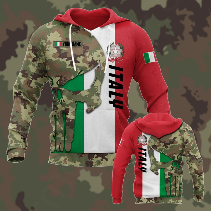 Customize Italy Coat Of Arms Skull Camo Unisex Adult Hoodies