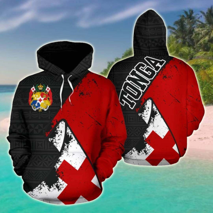 Tonga Special Grunge Flag Unisex Adult Hoodies