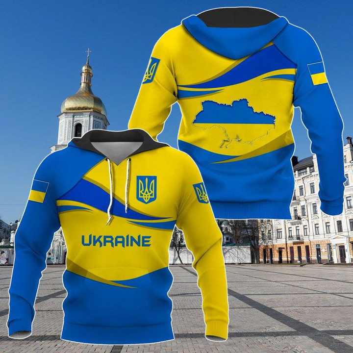 Ukraine Map & Flag 3D Unisex Adult Shirts