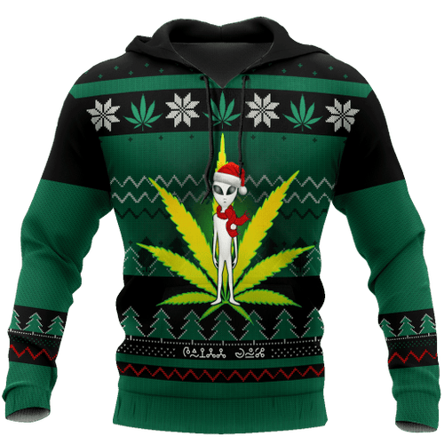 Ugly Christmas Marijuana Ufo (Only Specials Can Read This) Hoodie