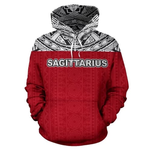 Sagittarius Zodiac Poly All Over Hoodie Red Version