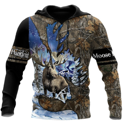 Moose Hunting Camo Over Printed Unisex Deluxe Hoodie