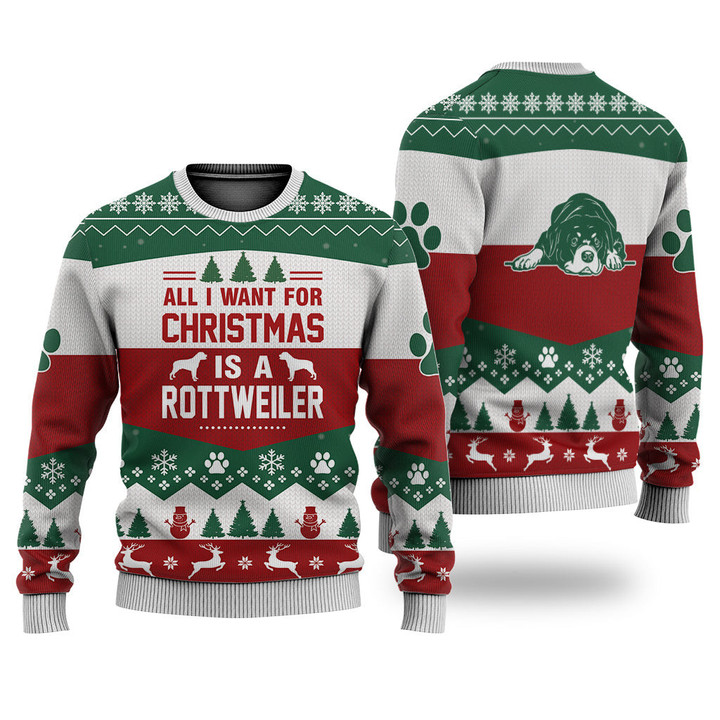 Rottweiler Dog All I Want For Christmas Ugly Christmas Sweater, Custom Dog Christmas sweatshirt, Christmas gifts
