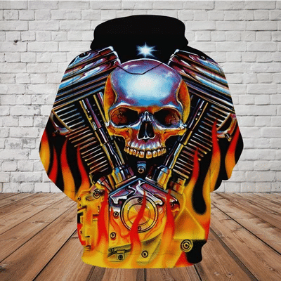 SKULL 3D HOODIE_MECHANICAL SKULL  PL324 - Amaze Style™-Apparel