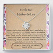 Mother-in-law Necklace, To My Best Mother In Law Love Knot Necklace Gift ' Thank You For Sharing Your Son Mother Day Gift for Boyfriend's Mom, Mother In Law