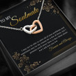 Wife Necklace gift, Girlfriend Necklace, To My Soulmate, Soulmate Gift Message Card With Box Interlocking Heart