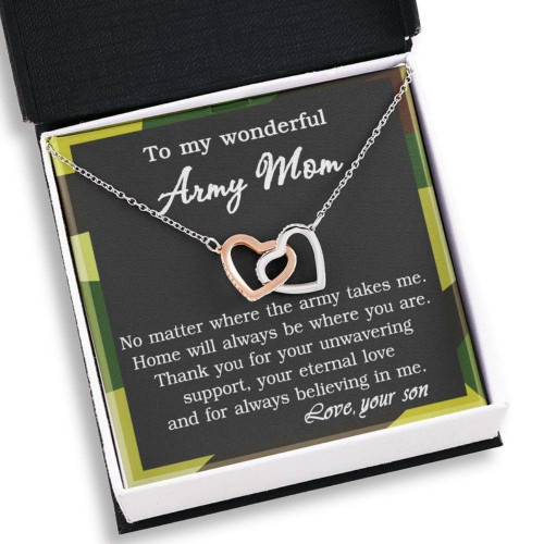 Mom Necklace, To My Wonderful Army Mom Necklace From Son, Military Mom, Deployment Gift