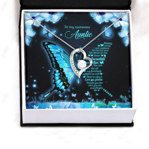 Aunt gift from niece, nephew Aunt Necklace, Butterfly Gift For Your Awesome Auntie On Mothers Forever Love Necklaces