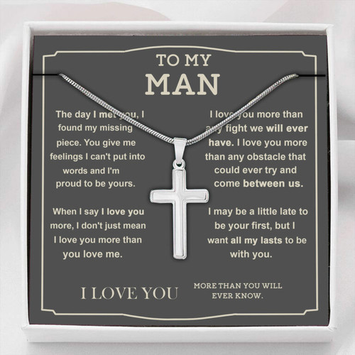 Valentines gift for him, Boyfriend Necklace, Husband Necklace, To My Man Cross Necklace, Gift For Husband, Boyfriend, Husband Necklace From Wife