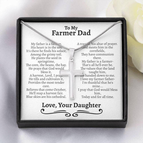 Dad Necklace, Farmer Dad Gift, Gift For Hobby Farmers, Farm Dad, Farmer Gifts For Dad, Cross Necklace For Farmer Dad Christmas gift for dad