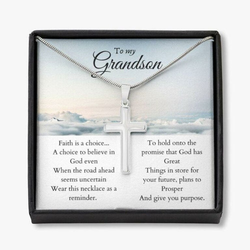 Grandson Necklace, To My Grandson Faith Necklace  Gift For Grandson
