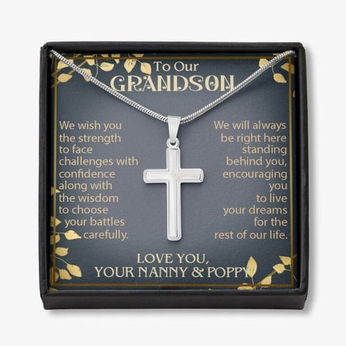 Grandson Necklace, To Our Grandson Communion Necklace Gift from Nanny & Poppy Grandson Birthday gift ideas