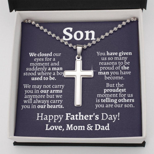 Son Necklace, Fathers Day Gift For Son, To Son From Mom Fathers Day Gift, Son Cross Necklace For Fathers Day