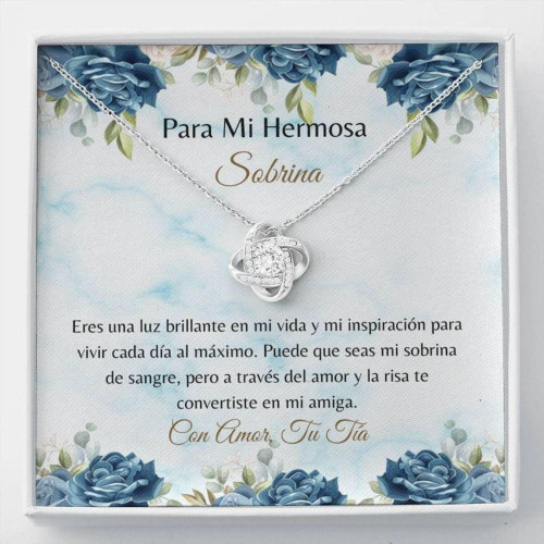 Niece Gift Necklace, Spanish Niece Card Latina Niece Gift Necklace Loving Spanish Gift Adjustable Pendant